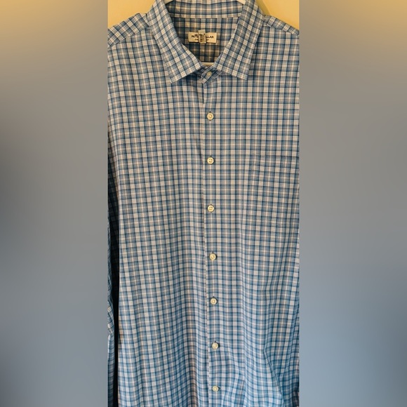 NWOT Peter Millar 100% Polyester Blue & White Men’s XXL Long Sleeve Button Up - Picture 4 of 6